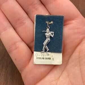 Vintage Griffith 925 Sterling Silver Male Golfer Golfing Pendant Bracelet Charm